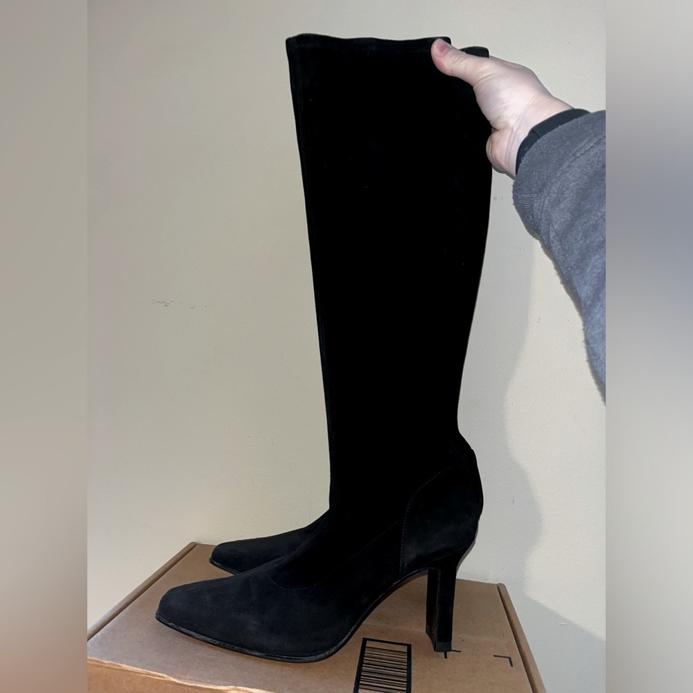 Stuart Weitzman Black Suede Knee High Boot